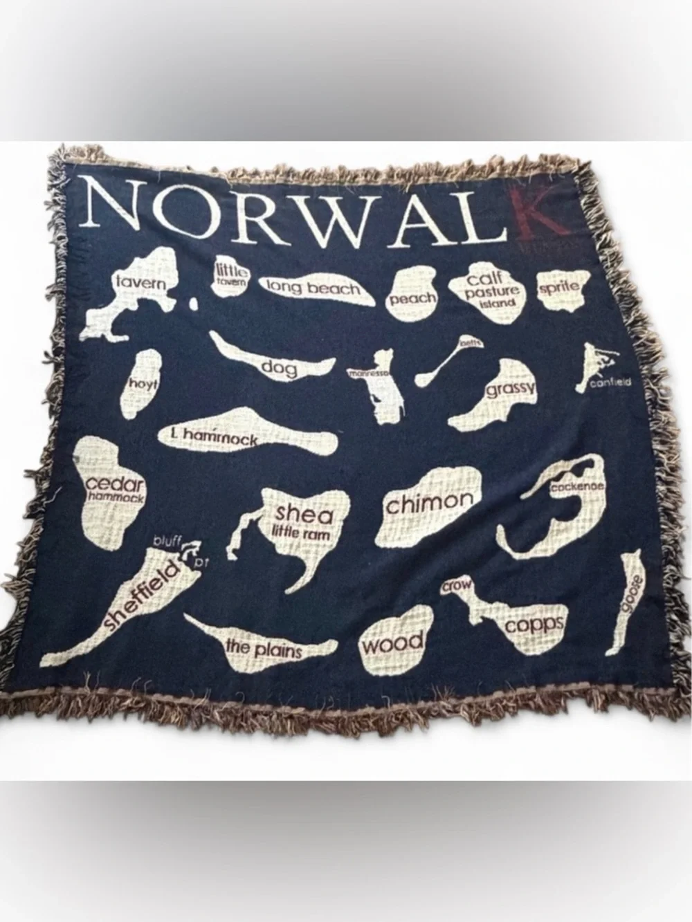 Norwalk Connecticut USA Fringe Trim Throw Blanket, Lap Blanket, Home Decor
